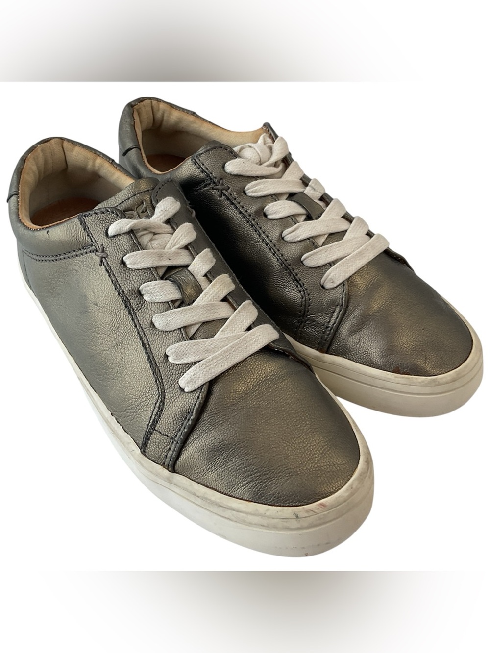 Frye Womens Kerry Gold Leather Lace Up Low Top Sneaker Shoes Women’s Size 7.5